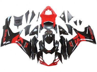 Billigste Suzuki GSXR 600 / GSXR 750 Motorrad Verkleidung Kit 2011-2024 - Rot Glanzendes Schwarz