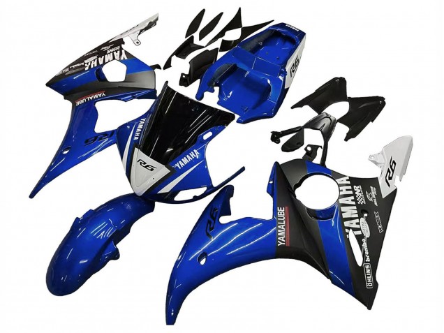 Billigste Yamaha YZF R6 Motorrad Verkleidung 2003-2004 - Blau Weiss Glanzendes Schwarz Yamalube