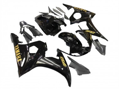 Billigste Yamaha YZF R6 Motorrad Verkleidung 2003-2004 - Glanzendes Schwarz Gold Aufkleber