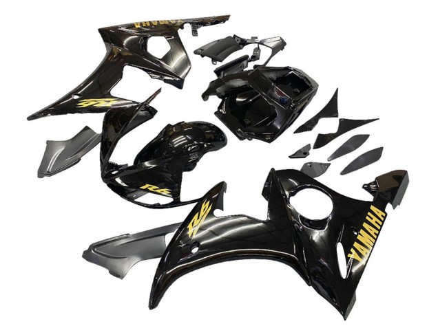 Billigste Yamaha YZF R6S Motorrad Verkleidung 2006-2009 - Glanzendes Schwarz Gold Aufkleber