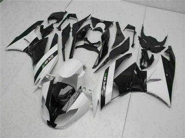 Billigste Kawasaki ZX6R Motorrad Verkleidung 2009-2012 - Glanzendes Schwarz Weiss