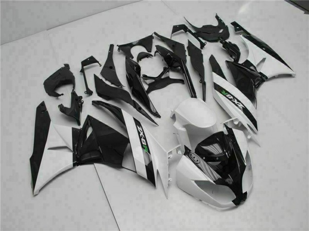 Billigste Kawasaki ZX6R Motorrad Verkleidung 2009-2012 - Glanzendes Schwarz Weiss