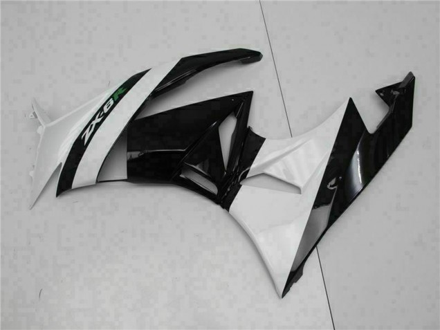 Billigste Kawasaki ZX6R Motorrad Verkleidung 2009-2012 - Glanzendes Schwarz Weiss