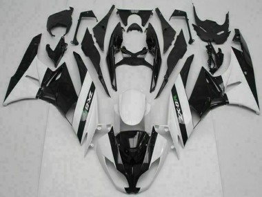 Billigste Kawasaki ZX6R Motorrad Verkleidung 2009-2012 - Glanzendes Schwarz Weiss