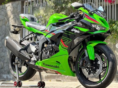 Billigste Kawasaki ZX6R Motorrad Verkleidung 2019-2022 - Grun Glanzendes Schwarz Rot