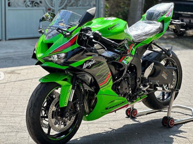 Billigste Kawasaki ZX6R Motorrad Verkleidung 2019-2022 - Grun Glanzendes Schwarz Rot