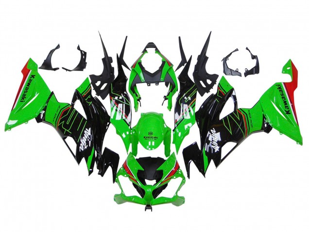 Billigste Kawasaki ZX6R Motorrad Verkleidung 2019-2022 - Grun Glanzendes Schwarz Rot