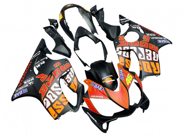 Billigste Honda CBR600 F4i Motorrad Verkleidung 2004-2007 - Matt Schwarz Orange Rossi