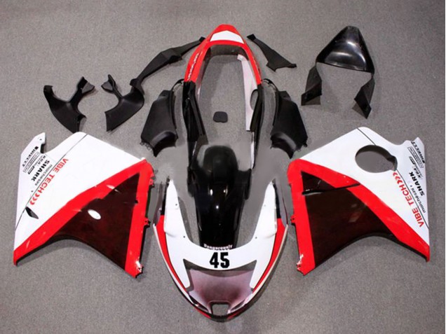 Billigste Honda CBR1100XX Blackbird Motorrad Verkleidung 1996-2007 - Weiss Rot Glanzendes Schwarz
