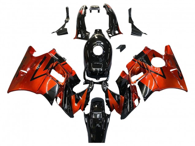 Billigste Honda CBR600 F2 Motorrad Verkleidung 1991-1994 - Orange Glanzendes Schwarz
