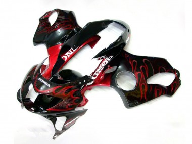 Billigste Honda CBR600 F4 Motorrad Verkleidung 1999-2000 - Glanzendes Schwarz Rot Flamme