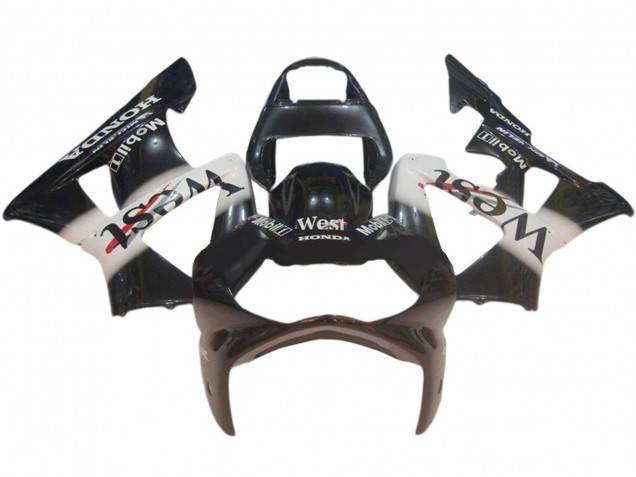 Billigste Honda CBR900RR 929 Motorrad Verkleidung 2000-2001 - Glanzendes Schwarz Weiss West