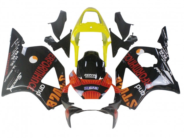Billigste Honda CBR900RR 954 Motorrad Verkleidung 2002-2003 - Gelb Rot Glanzendes Schwarz Repsol Rossi