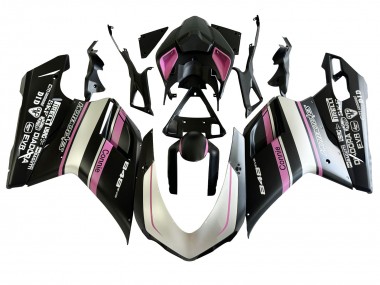 Billigste Ducati 848 Motorrad Verkleidung 2007-2014 - Weiss Rosa Glanzendes Schwarz Connie