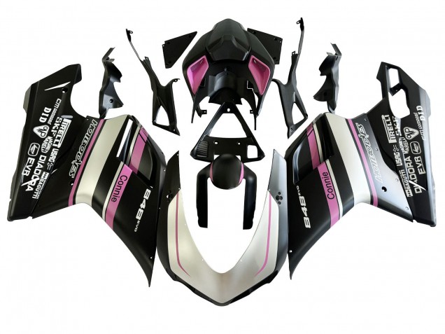 Billigste Ducati 848 Motorrad Verkleidung 2007-2014 - Weiss Rosa Glanzendes Schwarz Connie
