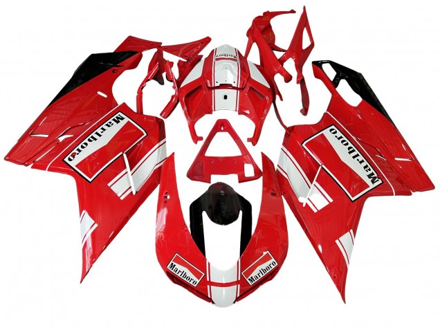 Billigste Ducati 848/1098/1198 Motorrad Verkleidung 2007-2014 - Weiss Rot Glanzendes Schwarz Marlboro