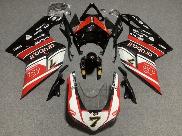 Billigste Ducati 848/1098/1198 Motorrad Verkleidung Kit 2007-2014 - Weiss Rot Glanzendes Schwarz