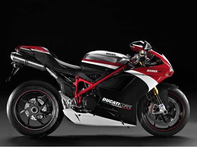 Billigste Ducati 848/1098/1198 Motorrad Verkleidung 2007-2014 - Weiss Rot Glanzendes Schwarz