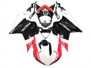Billigste Ducati 848/1098/1198 Motorrad Verkleidung 2007-2014 - Weiss Rot Glanzendes Schwarz