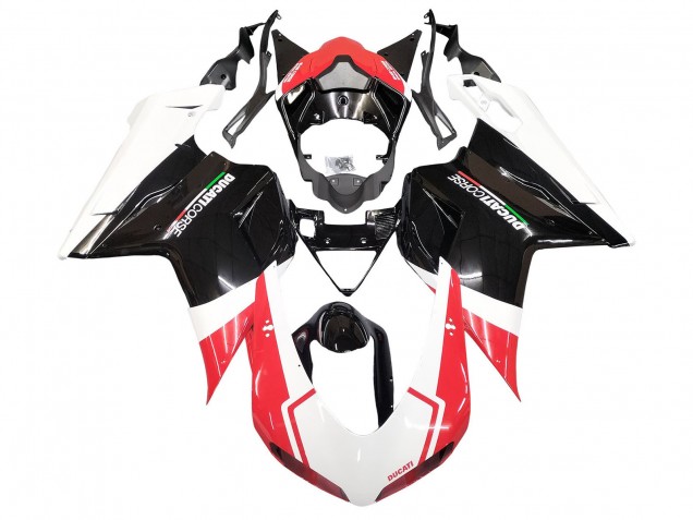 Billigste Ducati 848/1098/1198 Motorrad Verkleidung 2007-2014 - Weiss Rot Glanzendes Schwarz