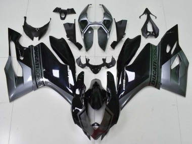 Billigste Ducati Panigale 1199 Motorrad Verkleidung 2011-2014 - Grau Glanzendes Schwarz
