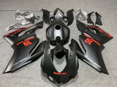 Billigste Ducati 1199 Motorrad Verkleidung 2011-2014 - Matt Schwarz mit Rot Aufkleber Mambo Cafe 19