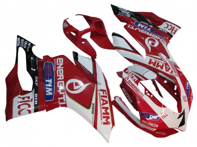 Billigste Ducati 1199 Motorrad Verkleidung 2011-2014 - Weiss Rot Glanzendes Schwarz Fiamm 7