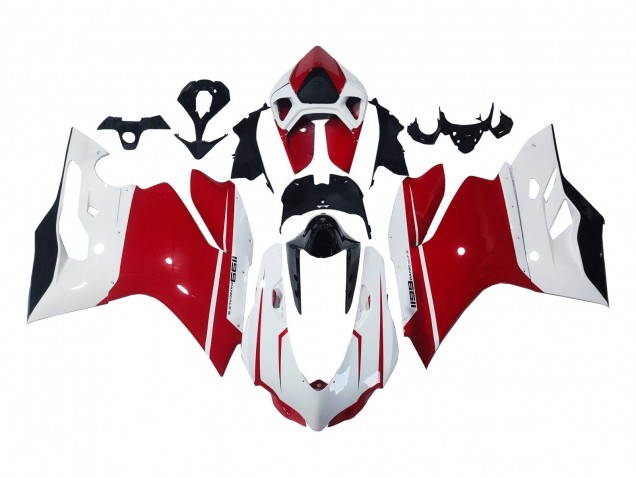 Billigste Ducati 1199 Motorrad Verkleidung 2011-2014 - Weiss Rot Glanzendes Schwarz