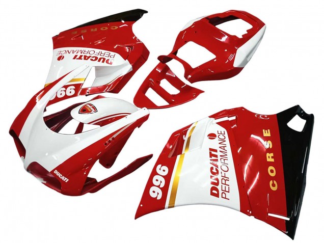 Billigste Ducati 996 Motorrad Verkleidung 1993-2005 - Weiss Rot Gold Glanzendes Schwarz Corse Performance
