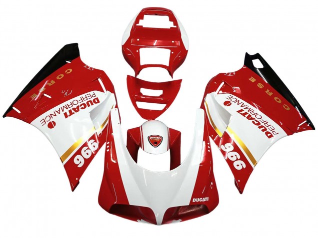 Billigste Ducati 996 Motorrad Verkleidung 1993-2005 - Weiss Rot Gold Glanzendes Schwarz Corse Performance