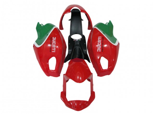 Billigste Ducati Monster 696 796 1100 1100S Motorrad Verkleidung 2008-2012 - Rot Weiss Grun