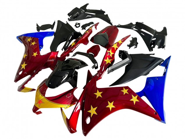 Billigste Honda CBR500R Motorrad Verkleidung 2013-2015 - Rot Blau Gelb Stern