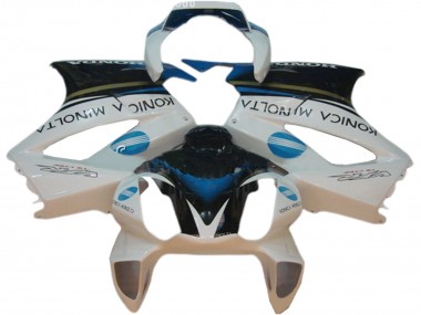 Billigste Honda VFR 800 Motorrad Verkleidung 2002-2013 - Weiss Blau Schwarz Konica Minolta