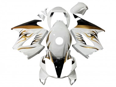 Billigste Honda VFR 800 Motorrad Verkleidung 2002-2013 - Weiss Gold Flamme