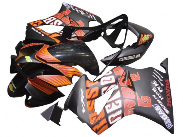 Billigste Honda VFR 800 Motorrad Verkleidung 2002-2013 - Matt Schwarz Orange Rossi Repsol 46