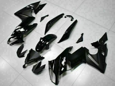 Billigste Kawasaki EX650 Motorrad Verkleidung 2009-2011 - Glanzendes Schwarz Weiss Aufkleber