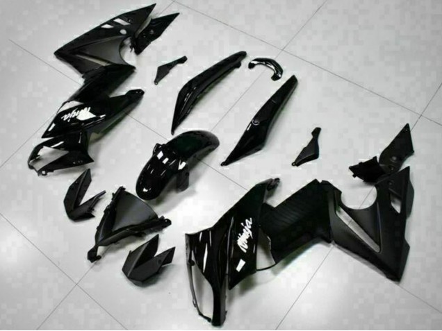 Billigste Kawasaki EX650 Motorrad Verkleidung 2009-2011 - Glanzendes Schwarz Weiss Aufkleber