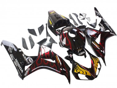 Billigste Honda CBR1000RR Motorrad Verkleidung 2006-2007 - Glanzendes Schwarz Gelb Rot Flamme