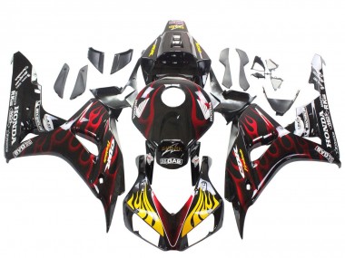 Billigste Honda CBR1000RR Motorrad Verkleidung 2006-2007 - Glanzendes Schwarz Gelb Rot Flamme