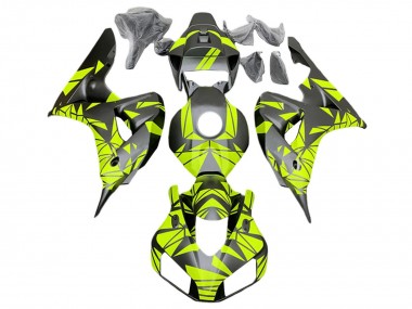 Billigste Honda CBR1000RR Motorrad Verkleidung 2006-2007 - Fluoreszierendes Grun Matt Schwarz