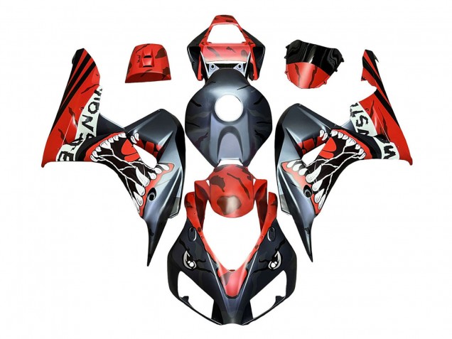 Billigste Honda CBR1000RR Motorrad Verkleidung 2006-2007 - Rot Matt Schwarz Monster Hai