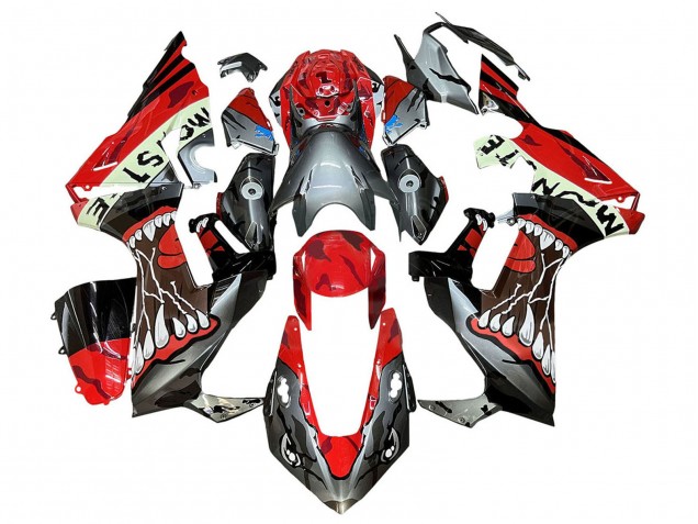 Billigste Honda CBR1000RR Motorrad Verkleidung 2017-2023 - Rot Grau Schwarz Monster Hai