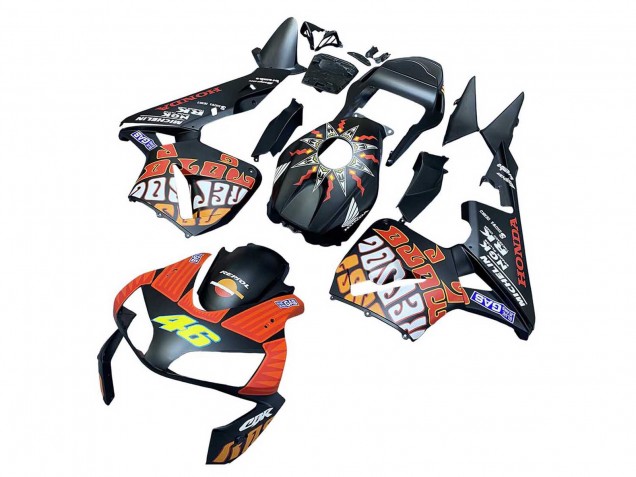 Billigste Honda CBR600RR Motorrad Verkleidung 2003-2004 - Matt Schwarz Orange Repsol Rossi 46
