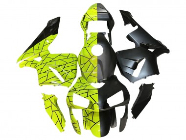 Billigste Honda CBR600RR Motorrad Verkleidung 2003-2004 - Fluoreszierendes Grun Matt Schwarz