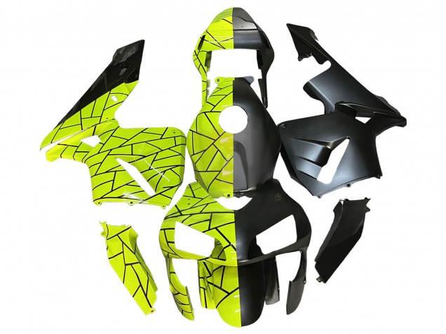 Billigste Honda CBR600RR Motorrad Verkleidung 2003-2004 - Fluoreszierendes Grun Matt Schwarz