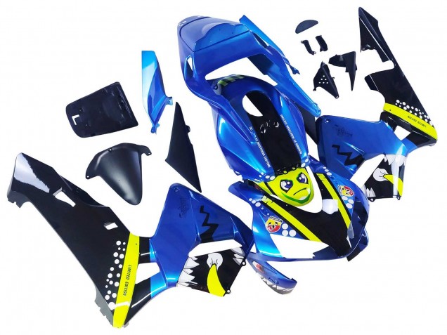 Billigste Honda CBR600RR Motorrad Verkleidung 2003-2004 - Blau Neon Gelb Glanzendes Schwarz Hai