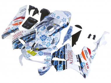 Billigste Honda CBR600RR Motorrad Verkleidung 2003-2004 - Weiss Blau Rot Nastro Azzurro 46