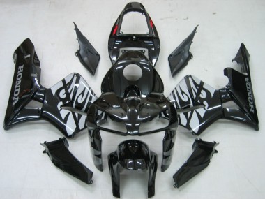 Billigste Honda CBR600RR Motorrad Verkleidung 2005-2006 - Glanzendes Schwarz Grau Flamme