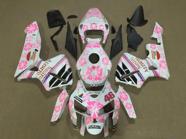 Billigste Honda CBR600RR Motorrad Verkleidung 2005-2006 - Weiss mit Rosa Floral Nastro Azzurro 46