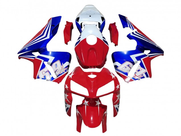 Billigste Honda CBR600RR Motorrad Verkleidung 2005-2006 - Rot Weiss Blau 69